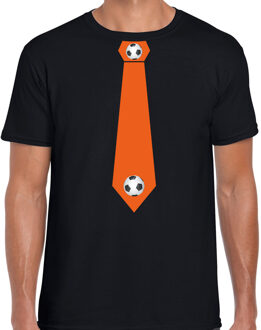 Bellatio Decorations Zwart fan shirt / kleding Holland oranje voetbal stropdas EK/ WK voor heren 2XL - Feestshirts