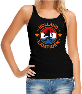 Bellatio Decorations Zwart fan tanktop / kleding Holland kampioen met leeuw EK/ WK voor dames L - Feestshirts