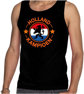 Bellatio Decorations Zwart fan tanktop / kleding Holland kampioen met leeuw EK/ WK voor heren 2XL - Feestshirts