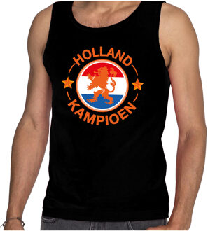 Bellatio Decorations Zwart fan tanktop / kleding Holland kampioen met oranje leeuw EK/ WK voor heren 2XL - Feestshirts