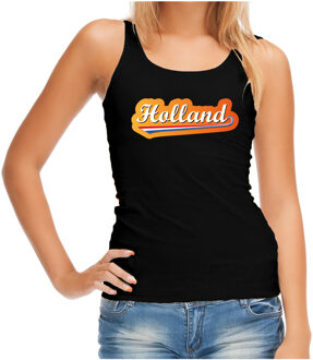 Bellatio Decorations Zwart fan tanktop / kleding Holland met Nederlandse wimpel EK/ WK voor dames L - Feestshirts