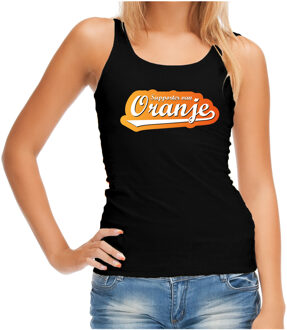 Bellatio Decorations Zwart fan tanktop voor dames - supporter van oranje - Holland / Nederland supporter - EK/ WK mouwloos t-shirt / outfit M