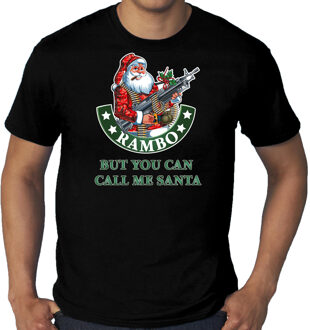 Bellatio Decorations Zwart fout Kerst t-shirt / Kerstkleding Rambo but you can call me Santa voor heren grote maten 3XL - kerst t-shirts