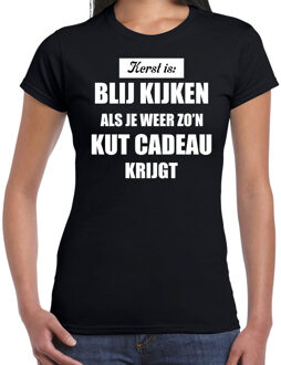 Bellatio Decorations Zwart fout Kerstshirt / t-shirt - Kerst is blij kijken / kut cadeau - dames - Kerstkleding / Christmas outfit 2XL