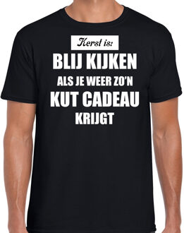 Bellatio Decorations Zwart fout Kerstshirt / t-shirt - Kerst is blij kijken / kut cadeau - heren - Kerstkleding / Christmas outfit 2XL