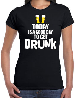 Bellatio Decorations Zwart fun t-shirt good day to get drunk - dames -  Drank / festival shirt / outfit / kleding 2XL