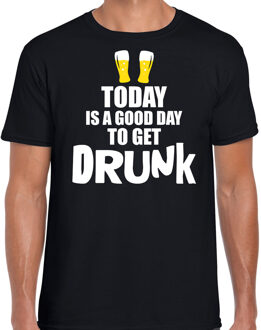 Bellatio Decorations Zwart fun t-shirt good day to get drunk  - heren -  Drank / festival shirt / outfit / kleding S