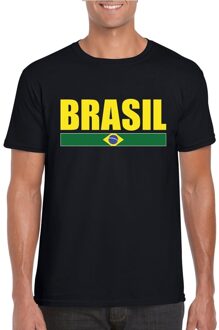 Bellatio Decorations Zwart/ geel Brazilie supporter t-shirt voor heren 2XL