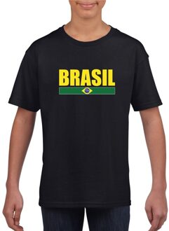 Bellatio Decorations Zwart / geel Brazilie supporter t-shirt voor kinderen L (146-152)