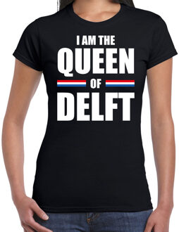 Bellatio Decorations Zwart I am the Queen of Delft t-shirt - Koningsdag shirt voor dames 2XL