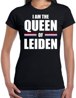 Bellatio Decorations Zwart I am the Queen of Leiden t-shirt - Koningsdag shirt voor dames 2XL