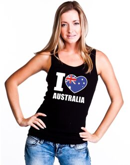 Bellatio Decorations Zwart I love Australie fan singlet shirt/ tanktop dames L