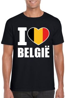 Bellatio Decorations Zwart I love Belgie fan shirt heren XL