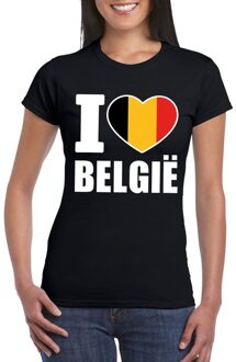 Bellatio Decorations Zwart I love Belgie supporter shirt dames - Belgisch t-shirt dames 2XL