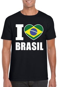 Bellatio Decorations Zwart I love Brazilie fan shirt heren 2XL