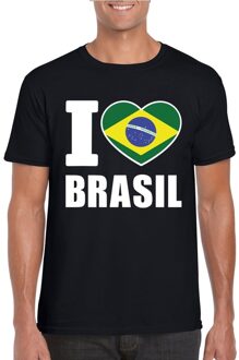 Bellatio Decorations Zwart I love Brazilie fan shirt heren
