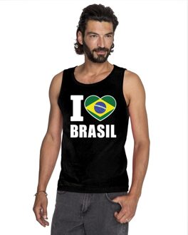 Bellatio Decorations Zwart I love Brazilie fan singlet shirt/ tanktop heren 2XL