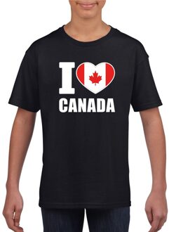 Bellatio Decorations Zwart I love Canada fan shirt kinderen L (146-152)