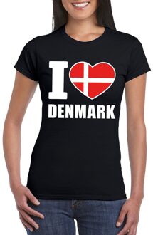Bellatio Decorations Zwart I love Denemarken fan shirt dames XS
