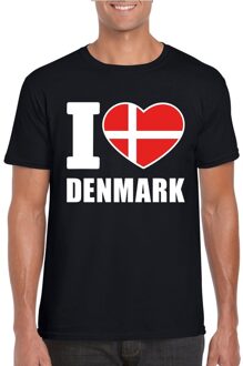 Bellatio Decorations Zwart I love Denemarken fan shirt heren