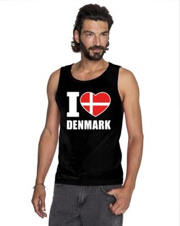 Bellatio Decorations Zwart I love Denemarken fan singlet shirt/ tanktop heren 2XL