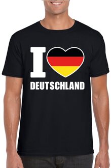 Bellatio Decorations Zwart I love Duitsland fan shirt heren M