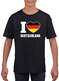 Bellatio Decorations Zwart I love Duitsland fan shirt kinderen L (146-152)