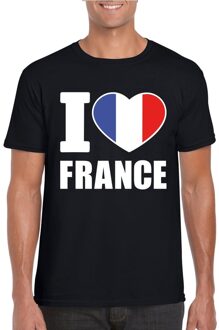 Bellatio Decorations Zwart I love Frankrijk fan shirt heren 2XL