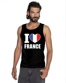 Bellatio Decorations Zwart I love Frankrijk fan singlet shirt/ tanktop heren 2XL