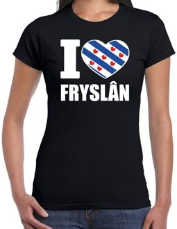 Bellatio Decorations Zwart I love Fryslan t-shirt dames 2XL