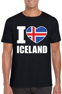 Bellatio Decorations Zwart I love Ijsland fan shirt heren L