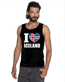 Bellatio Decorations Zwart I love Ijsland fan singlet shirt/ tanktop heren 2XL