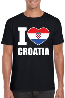 Bellatio Decorations Zwart I love Kroatie fan shirt heren M