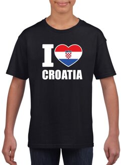 Bellatio Decorations Zwart I love Kroatie fan shirt kinderen L (146-152)