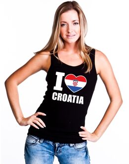 Bellatio Decorations Zwart I love Kroatie fan singlet shirt/ tanktop dames L