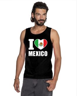 Bellatio Decorations Zwart I love Mexico fan singlet shirt/ tanktop heren 2XL