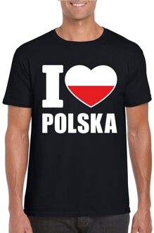 Bellatio Decorations Zwart I love Polen fan shirt heren 2XL