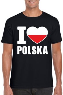 Bellatio Decorations Zwart I love Polen fan shirt heren