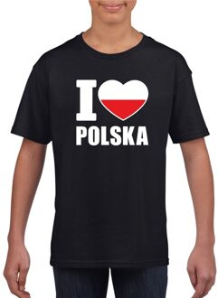 Bellatio Decorations Zwart I love Polen fan shirt kinderen L (146-152)