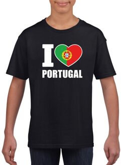 Bellatio Decorations Zwart I love Portugal fan shirt kinderen L (146-152)