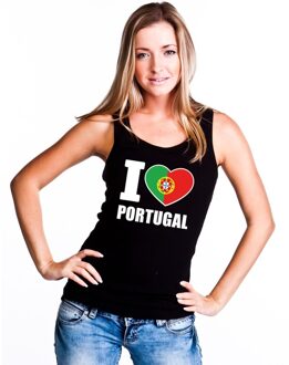 Bellatio Decorations Zwart I love Portugal fan singlet shirt/ tanktop dames L