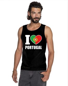 Bellatio Decorations Zwart I love Portugal fan singlet shirt/ tanktop heren