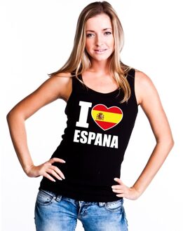 Bellatio Decorations Zwart I love Spanje fan singlet shirt/ tanktop dames L