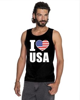 Bellatio Decorations Zwart I love USA/ Amerika fan singlet shirt/ tanktop heren 2XL