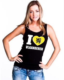 Bellatio Decorations Zwart I love Vlaanderen tanktop dames 2XL