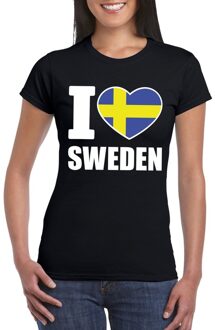 Bellatio Decorations Zwart I love Zweden fan shirt dames M