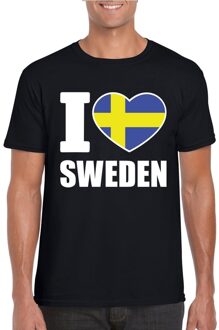 Bellatio Decorations Zwart I love Zweden fan shirt heren L