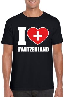 Bellatio Decorations Zwart I love Zwitserland fan shirt heren M