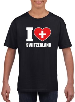 Bellatio Decorations Zwart I love Zwitserland fan shirt kinderen M (134-140)