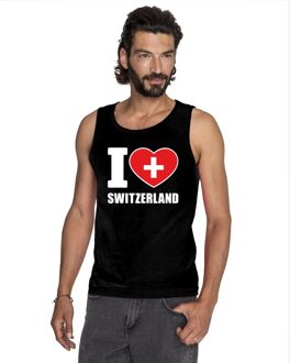 Bellatio Decorations Zwart I love Zwitserland fan singlet shirt/ tanktop heren 2XL